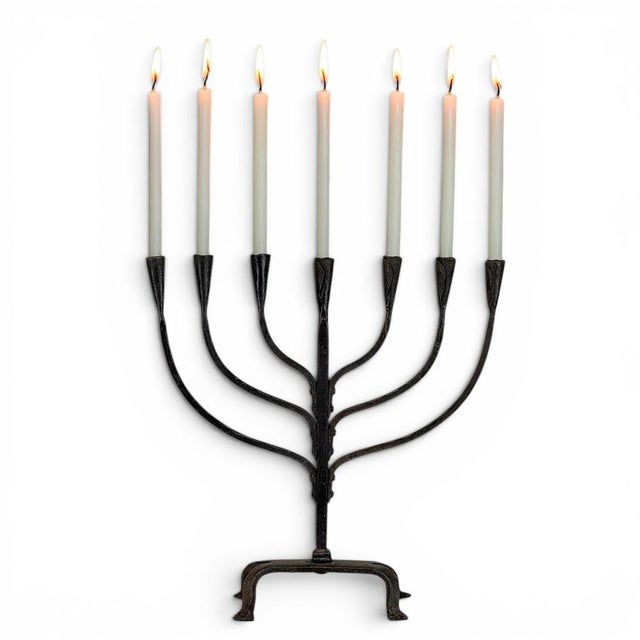 Brutalist Mid-Century French Brutalist Hand-Forged Iron Seven-Light Candelabrum For Sale - Image 3 of 18