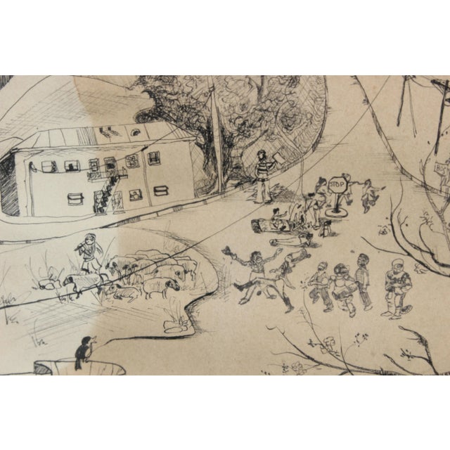 Ink sketch of a view of Rockaway Township that is located in New Jersey. Paper has some discoloration. Dimensions without...