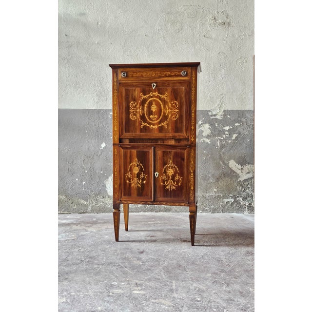 Vintage Louis XVI Style Inlaid Secretaire, 1950s For Sale - Image 11 of 11