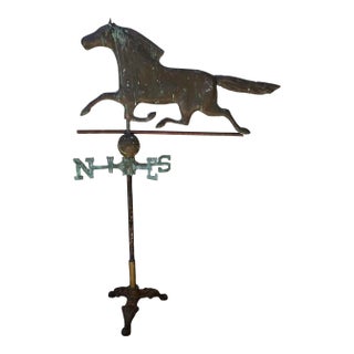 Exceptional 19th Century American Copper Running Horse Weathervane Original Stand For Sale
