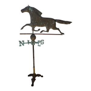 Exceptional 19th Century American Copper Running Horse Weathervane Original Stand