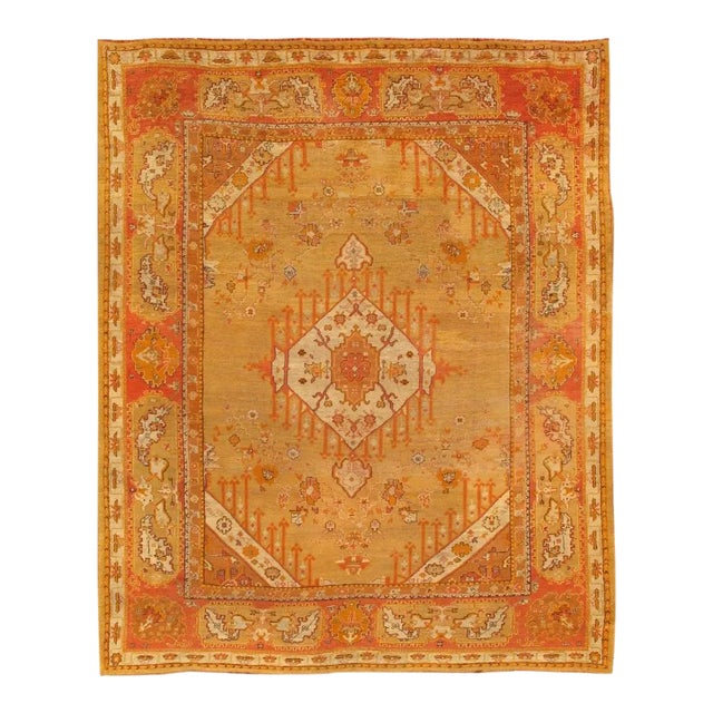 Antique Oushak Gold/Rust Rug, 10' 4" X 12'11" For Sale