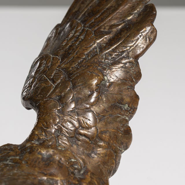 1900s French Bronze Eagle Sculpture on Marble Base For Sale - Image 10 of 15