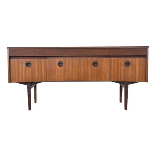 Mid 20th Century Bow Front Mahogany + Rosewood Dresser by Elliotts of Newbury, Attributed For Sale
