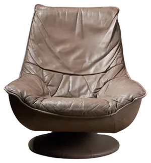 Swivel Lounge Chair in Brown Leather, 1970s