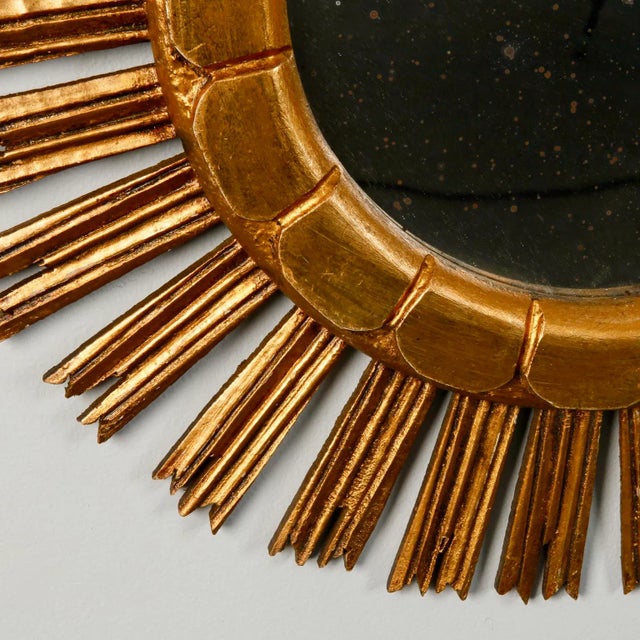 1960s Mid Century Medium Size Giltwood Sunburst Mirror For Sale - Image 5 of 7