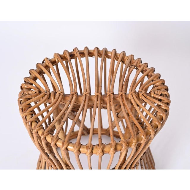 Mid-Century Italian Bamboo and Rattan Stool from BBB Boncina, 1960s For Sale - Image 6 of 15