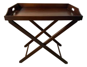 Mid 20th Century Vintage English Butler's Tray Table With Folding Stand