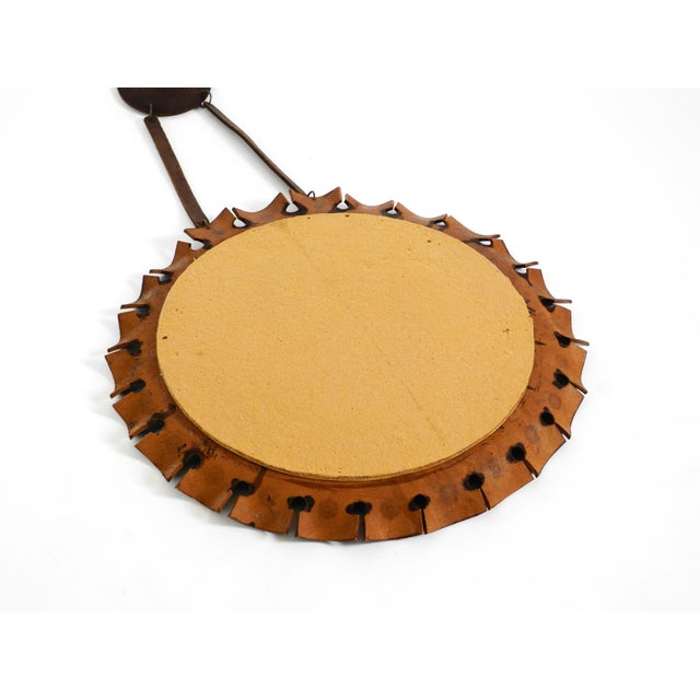 Round Wall Mirror with Leather Frame and Strap, 1960s For Sale - Image 15 of 17