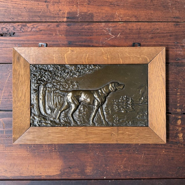 Antique Metal Bas-Reliefs with Hunting Dogs, 1900s, Set of 2 For Sale - Image 4 of 12