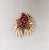 Trifari Vintage Signed Crown Trifari Goldtone Faux-Garnet Rhinestone Brooch For Sale - Image 4 of 8