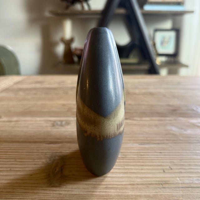 Contemporary Contemporary Sculptural Ceramic Bud Vase in Matte Charcoal & Earth Glaze For Sale - Image 3 of 6
