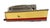 Mid-Century Sarome 'Cruiser' lighter, shaped like a Cruise ship, features a chrome body enameled red and yellow accents....
