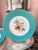 1940s Rare Set of Hand-Painted Minton Floral Dinner Plates With Aqua Band and Gilt Rim // Signed by Artist J Colclough // Set of 9 For Sale - Image 9 of 12