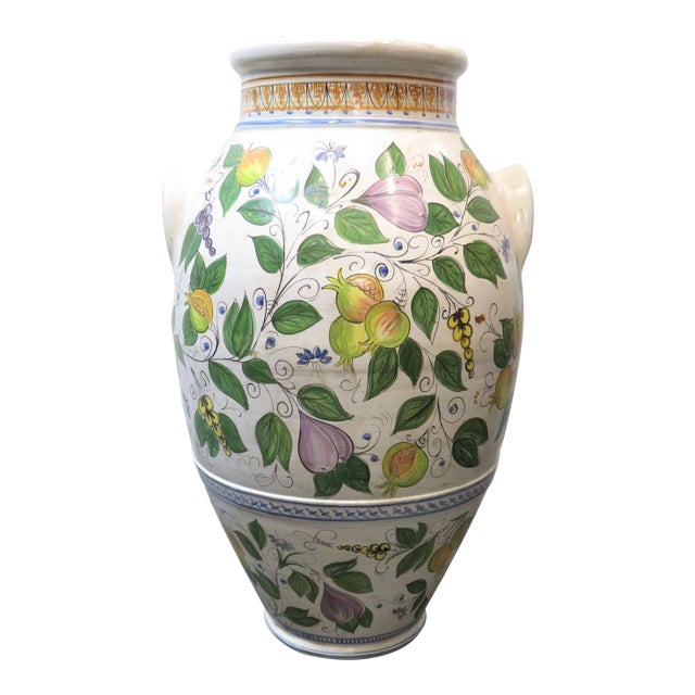 Mid 20th Century Italian Majolica Floor Vase For Sale