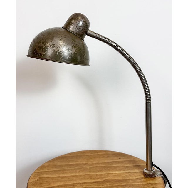 Green Industrial Workshop Gooseneck Table Lamp, 1960s For Sale - Image 8 of 18