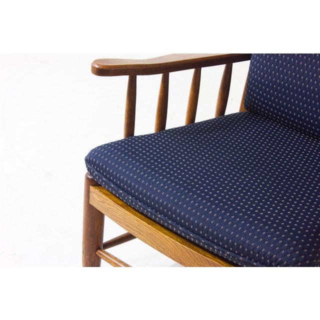French Lounge Chair in Blue Fabric, 1960s For Sale - Image 6 of 8