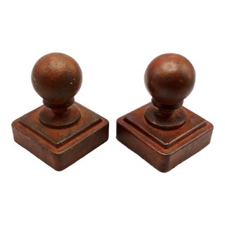 Antique Iron Newel Post Finial Bookends, a Pair For Sale