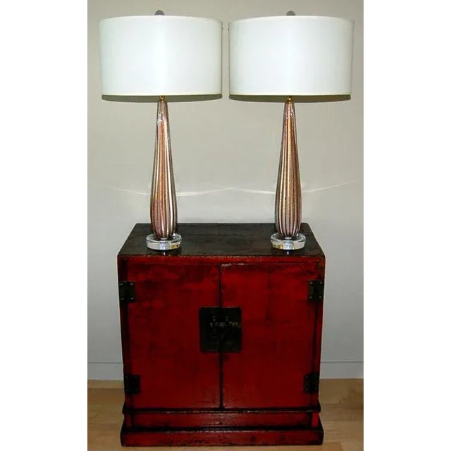 Mid-Century Modern Vintage Murano Glass Lamps Lavender White For Sale - Image 3 of 8