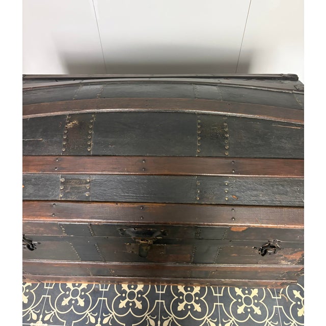 Antique Victorian Barrel Dome Trunk, 19th Century For Sale - Image 12 of 15