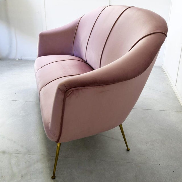 Sofa with Brass Feet by Guglielmo Veronesi, 1950s For Sale - Image 9 of 10