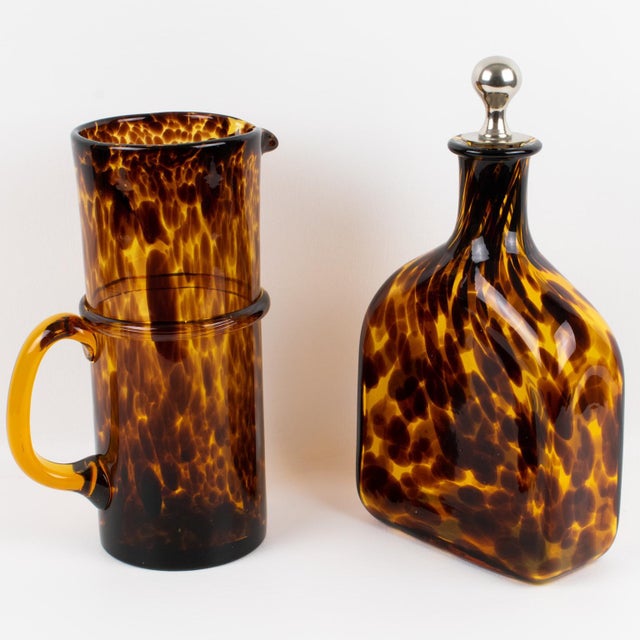 Christian Dior Home Tortoiseshell Glass Barware Pitcher and Decanter, circa 1960 For Sale - Image 11 of 18