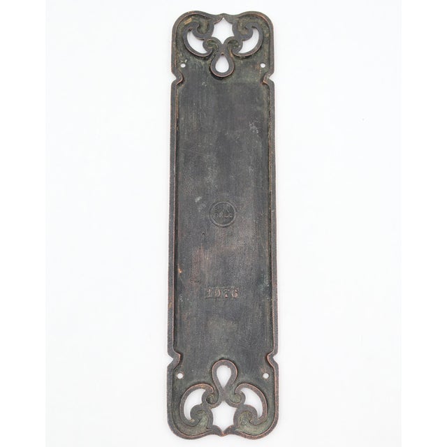 Traditional Vintage Traditional 11.5 In. Reading Brass Door Push Plate For Sale - Image 3 of 5
