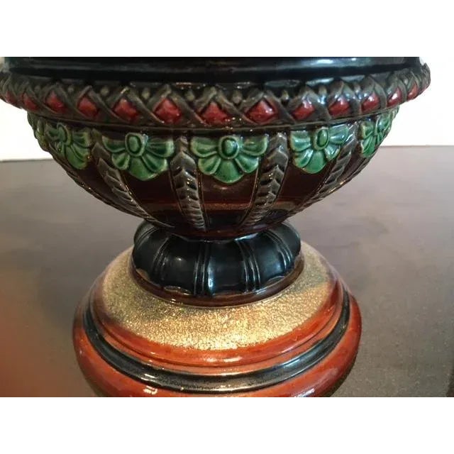 Large 19th Century Majolica 2 Handled Urn by Wilhelm Schiller and Son For Sale - Image 6 of 13