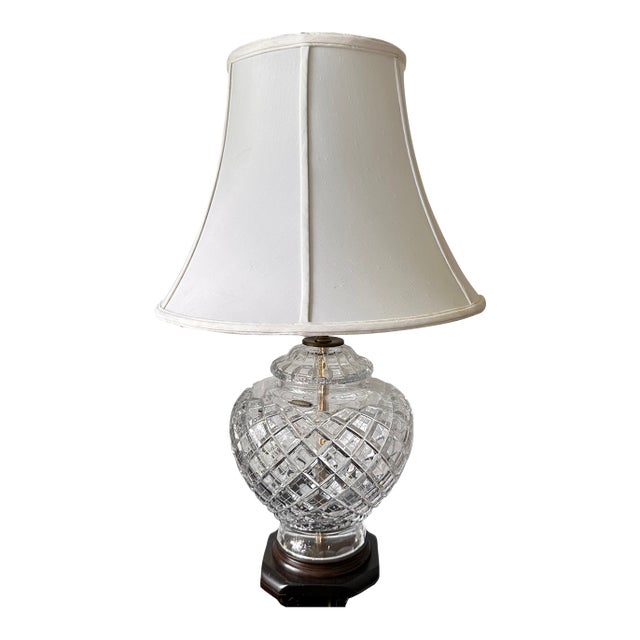 Vintage Cristal d'Albret Lead Crystal Table Lamp France Cut Crystal Base For Sale