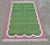 Handmade Cotton Forest Green, Cream and Raspberry Pink Washed Border Scalloped Rug - 4'x6' For Sale - Image 11 of 11