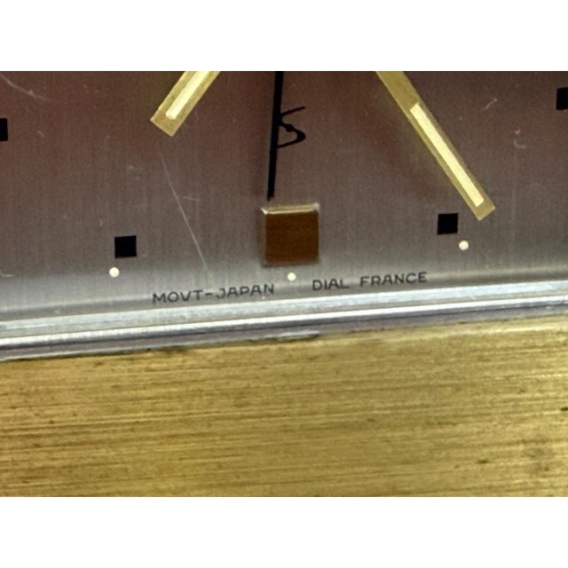 French Brutalist Steel and Brass Table Clock from Seiko, Japan, 1980s For Sale - Image 6 of 14