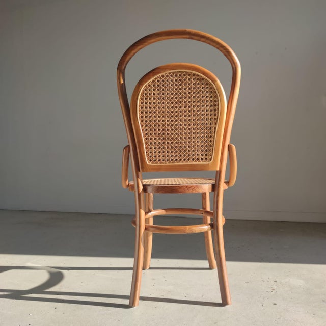 Brown Vintage Natural Wood Cane Chair, 1980s For Sale - Image 8 of 18