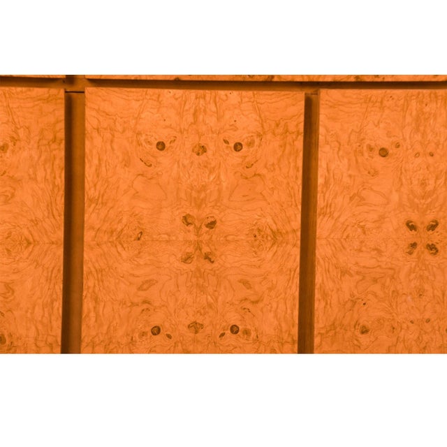 1970s Mid-Century Milo Baughman Style Burl Wood Sideboard For Sale In Baltimore - Image 6 of 12