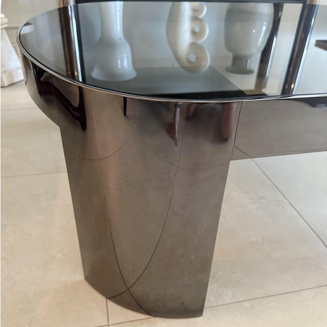 Gray Attributed Karl Springer Gunmetal Bankers Coffee Table, 1980s For Sale - Image 8 of 9