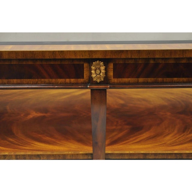 Maitland - Smith Late 20th Century Maitland Smith Empire Style Large Banded Inlay Mahogany Glass Top Coffee Table For Sale - Image 4 of 12