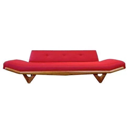Red Mid-Century Modern Adrian Pearsall Walnut Gondola Sofa For Sale - Image 8 of 8
