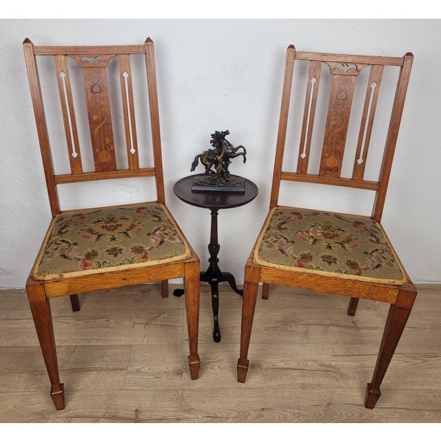 Edwardian Bedroom Chairs in Oak, 1910s, Set of 2 For Sale - Image 18 of 18