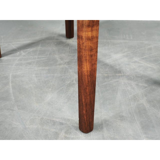 Wood Mid-Century Danish Modern Wood and Black Leather Stool, 1960s For Sale - Image 7 of 12