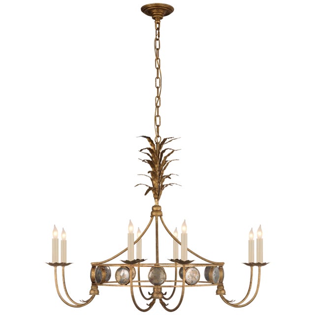 Gramercy Medium Ring Chandelier in Gilded Iron Designer: Chapman & Myers Canopy: 5.75" Round Mounting: Chain Shade Detail:...