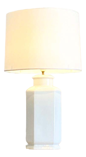Italian White Lacquered Ceramic Table Lamp, 1970s