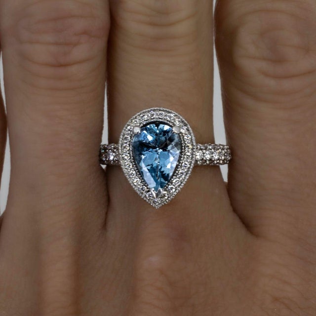 Late 20th Century Pristine Aquamarine Ring, Size 5 For Sale - Image 4 of 5