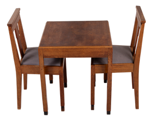 Vintage Art Deco Haagse School Oak Dining Set, 1930s, Set of 3