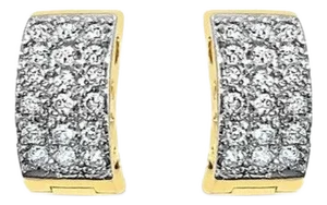 Small Diamond Pave Huggie Earrings 14k Yellow Gold, 2 Pieces