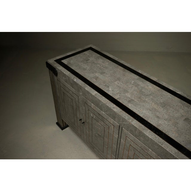 Tessellated Stone and Brass Sideboard from Maitland Smith, 1980s For Sale - Image 14 of 15