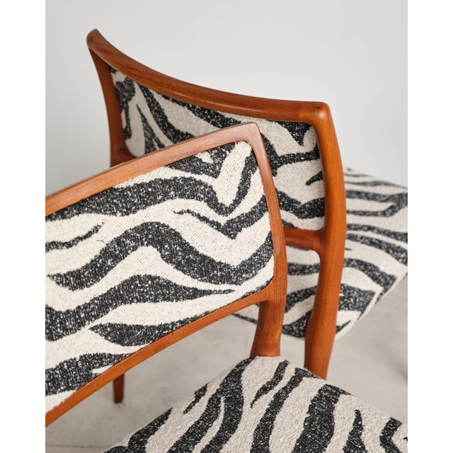 Model 80 Dining Chairs in Teak with Zebra-Print Upholstery by Niels O. Møller for j.l. Møllers, Denmark, 1960s, Set of 6 For Sale - Image 15 of 18