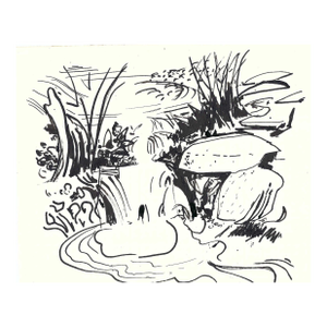 1950s Robert Angeloch Stream Landscape Painting