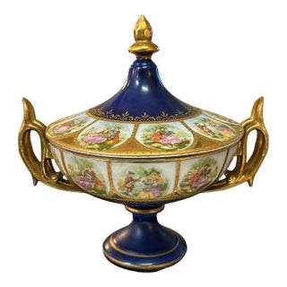 Antique French Porcelain Lidded Centerpiece / Coupe For Sale