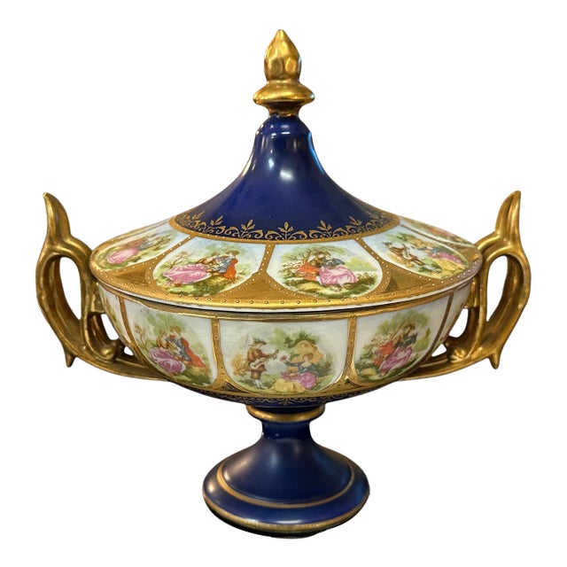 Antique French Porcelain Lidded Centerpiece / Coupe For Sale