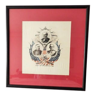Remember the Maine u.s. Navy Battleship Framed Print on Linen President McKinley Adm Dewey 1898 For Sale