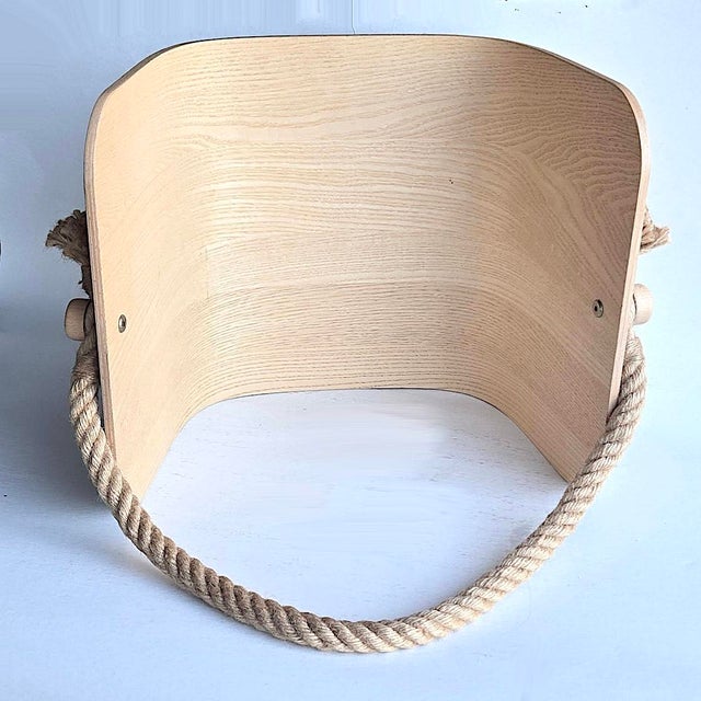 Ash Veneer Bentwood & Rope "Värmer" Fire Wood or Magazine Basket For Sale - Image 12 of 13